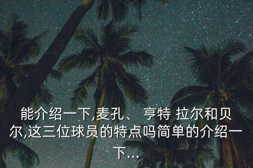 能介紹一下,麥孔、 亨特 拉爾和貝爾,這三位球員的特點嗎簡單的介紹一下...