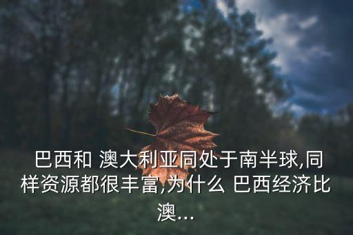  巴西和 澳大利亞同處于南半球,同樣資源都很豐富,為什么 巴西經(jīng)濟(jì)比澳...