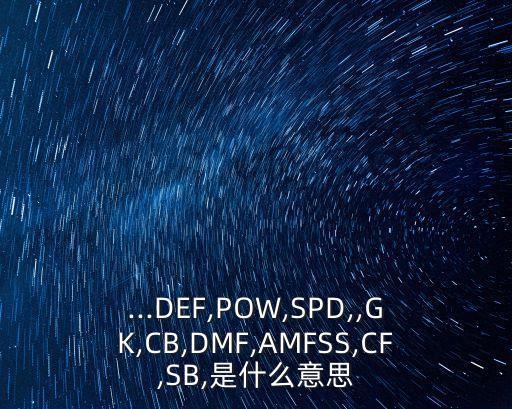 ...DEF,POW,SPD,,GK,CB,DMF,AMFSS,CF,SB,是什么意思