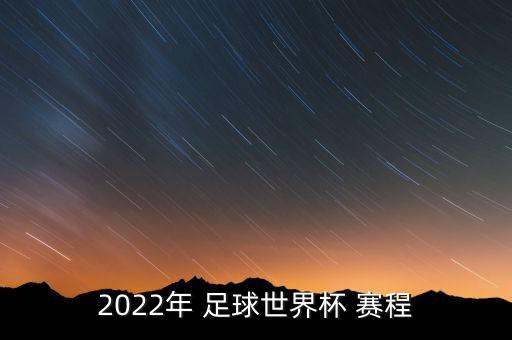 2022年 足球世界杯 賽程