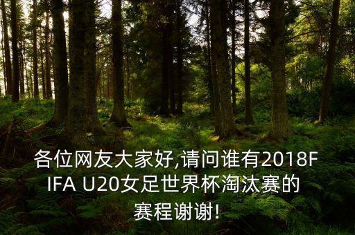 各位網(wǎng)友大家好,請(qǐng)問(wèn)誰(shuí)有2018FIFA U20女足世界杯淘汰賽的 賽程謝謝!