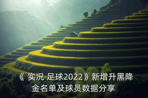 《 實(shí)況 足球2022》新增升黑降金名單及球員數(shù)據(jù)分享