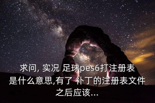 求問, 實況 足球pes6打注冊表是什么意思,有了 補丁的注冊表文件之后應該...