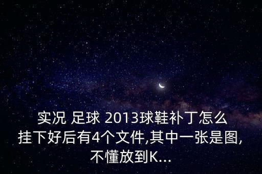  實(shí)況 足球 2013球鞋補(bǔ)丁怎么掛下好后有4個(gè)文件,其中一張是圖,不懂放到K...