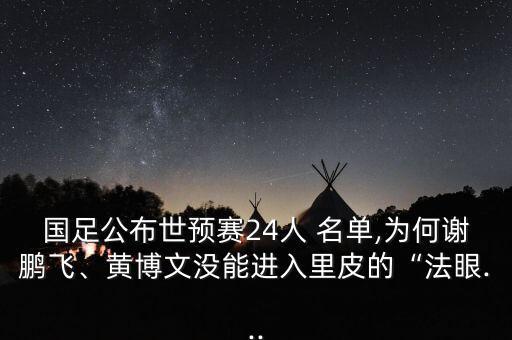 國(guó)足公布世預(yù)賽24人 名單,為何謝鵬飛、黃博文沒能進(jìn)入里皮的“法眼...