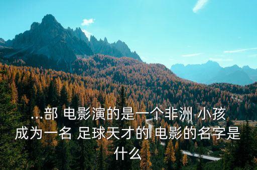 ...部 電影演的是一個非洲 小孩成為一名 足球天才的 電影的名字是什么