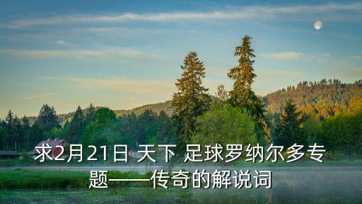 求2月21日 天下 足球羅納爾多專題——傳奇的解說詞