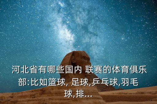  河北省有哪些國內(nèi) 聯(lián)賽的體育俱樂部:比如籃球, 足球,乒乓球,羽毛球,排...